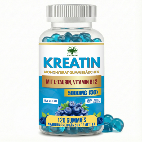 120 Creatine Gummy Bears - 5000mg Creatine Ultra Gummies - Creatine Monohydrate with Vitamin B12 & L-Taurine - Vegan, Sugar-Free, Strawberry Flavour