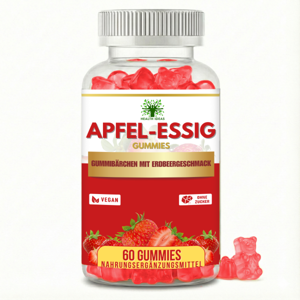 Apple Cider Vinegar Gummies - 1,000 mg per Daily Dose - 60 Fruit Gums - Apple Cider Vinegar with Vitamin B12 & Folic Acid - Superfood Detox - Vegan & Gluten Free (Copy)